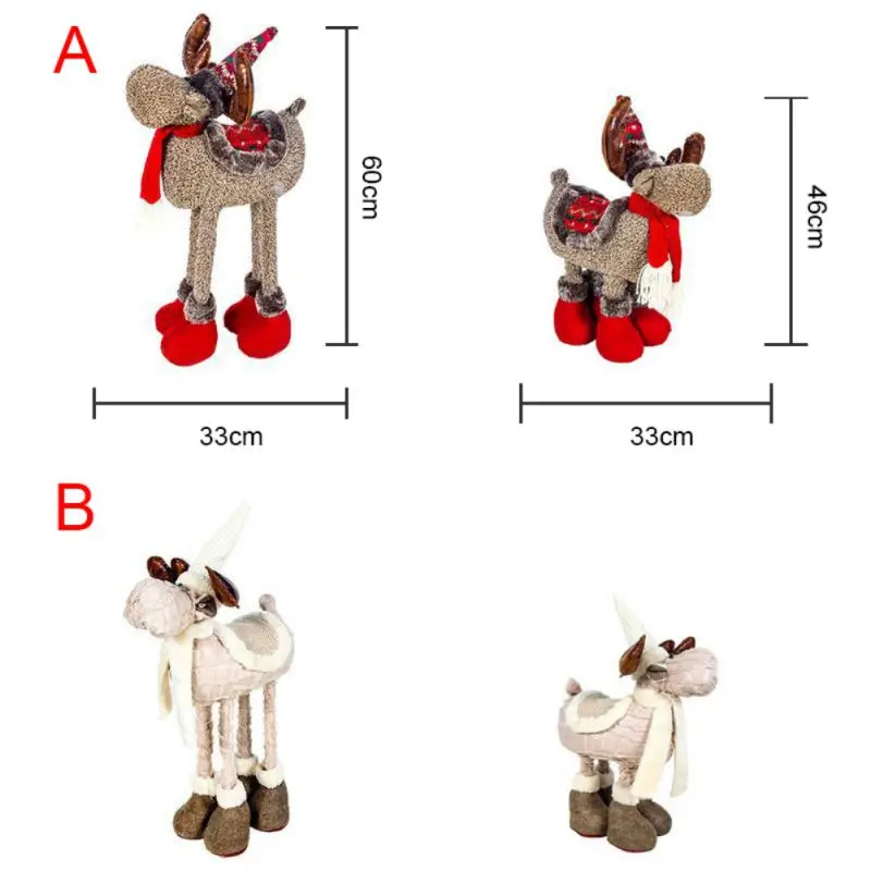 Рождественская плюшевая кукла-олень орнамент Телескопические ножки с набивными фигурками Новогодний подарок оздоби Swiateczne Рождество