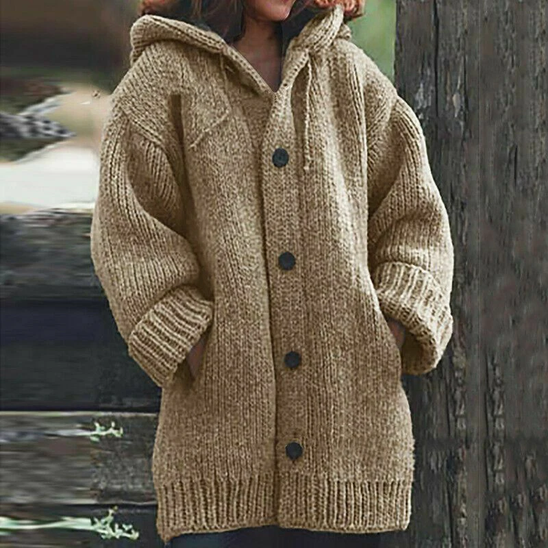 

0.76KG! Thick Oversize Autumn Winter Coat Hooded Knit Sweater Cardigan for Women Sleeve Solid Casual Plus Size 4xl 5xl 2020