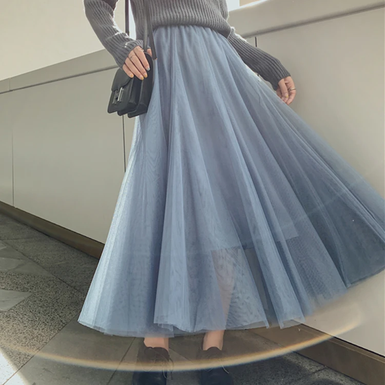 Colorfaith Женская Повседневная элегантная длинная юбка до щиколотки осень зима Тюль много цветов милый с высокой талией женский SK7001
