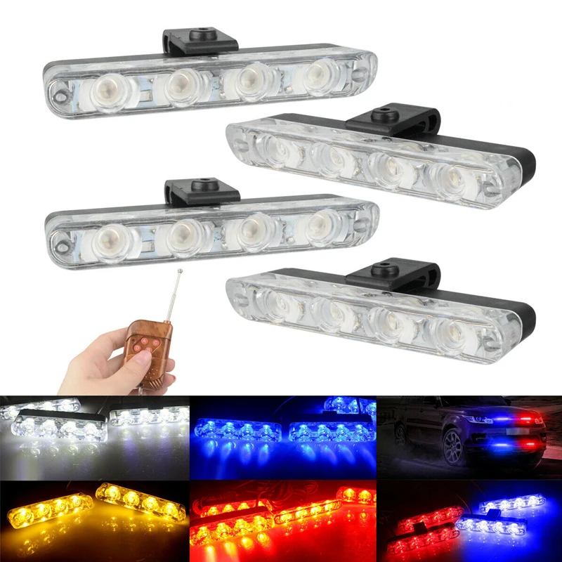 4 x 4 LED Blue Red 16 LED Car Police lights Vehicle Dash Deck Grille Strobe Warning Lights With Remote Control For Car Truck 4 x 4 LED Blue Red 16 LED Car Police lights Vehicle Dash Deck Grille Strobe Warning Lights With Remote Control For Car Truck