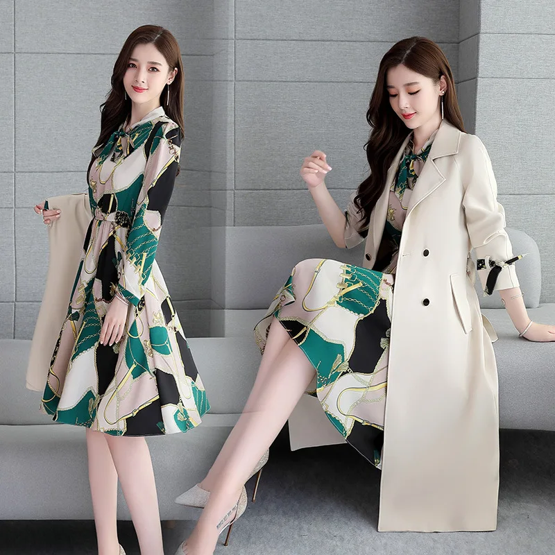 

Set/Suit Skirt 2019 Autumn Elegant Fashion Elegant Versatile Waist Hugging Printed
