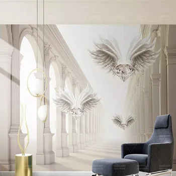 

Custom large mural 3D wallpaper Modern creative 3D expansion space jewelry wings living room TV back wall decor deep 5D embossed