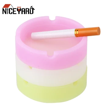 

Anti-fall Ashtray Cigarette Portable Anti-scalding Creative Ashtrays Case Round Design Luminous Silicone Gel Eco-Friendly