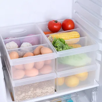 

Refrigerator Storage Box Plastic Preservation Box Household Split Rectangular Food Freezer Box Egg Box Kitchen Storage Box