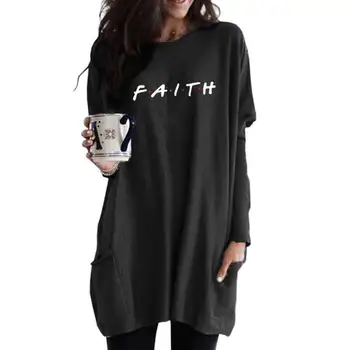 

New Fashion T-Shirt For Women FRIEND Letters Print Long Sleeve Casual Pocket Plus Size Women Top T-Shirt Harajuku Female T-shirt