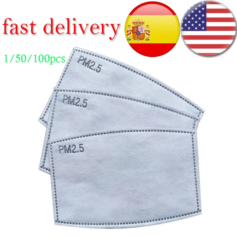 

Pm25 Premium Activated Carbon Filter Mask Mouth-Mask FILTER-PAPER Anti-Haze 1/50/100pcs Dropshipping 2020