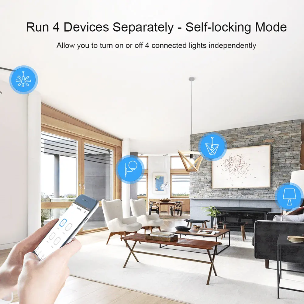 SONOFF 4CH R3 Wifi 4 Gang DIY Smart Switch дистанционное управление через приложение беспроводной