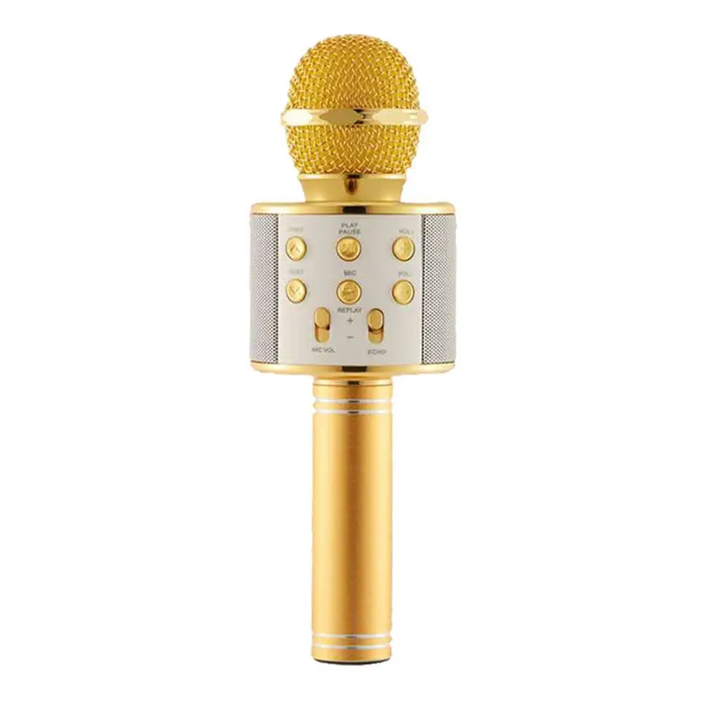 WS 858L караоке Bluetooth микрофон Поддержка записи песни Micro USB порт портативный беспроводной микрофон с мигающими огнями