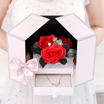 

Wedding Soap Rose Flowers Bath Body Supply with Box Gift Jewelry Necklace Box Set