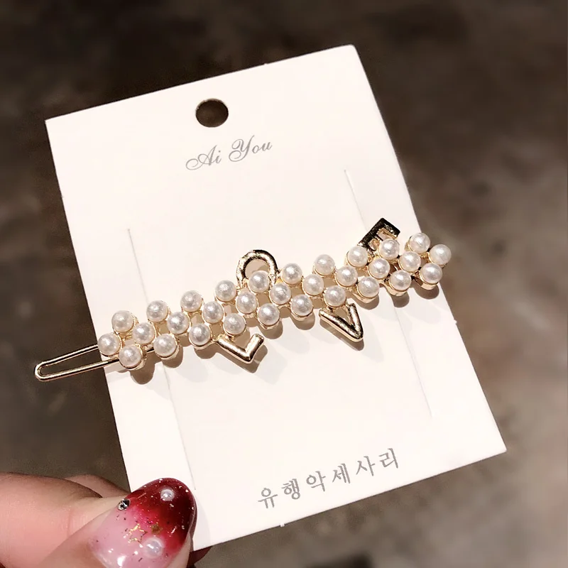 4 New Women Elegant Geometric Pearl Rhinestone Hair Clip For Girls Sweet Hairpin Headbands Barrettes Kids Fashion Hair Accessories - Цвет: 4
