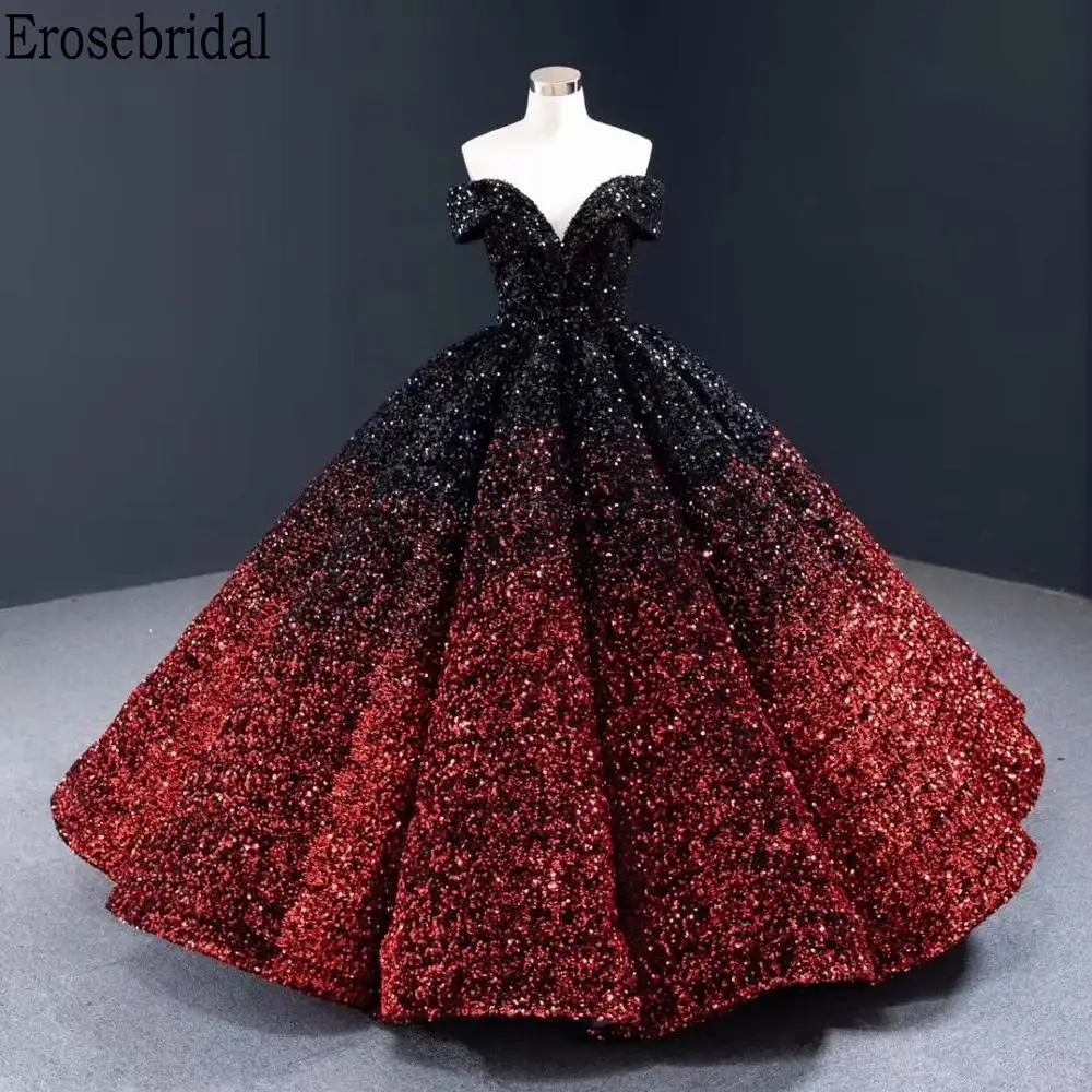 Color 1 Erosebridal роскошное шикарное бальное платье с блестками вечернее платье для женщин элегантное торжественное платье с открытыми плечами 2 цвета на шнуровке сзади - Цвет: Color 1