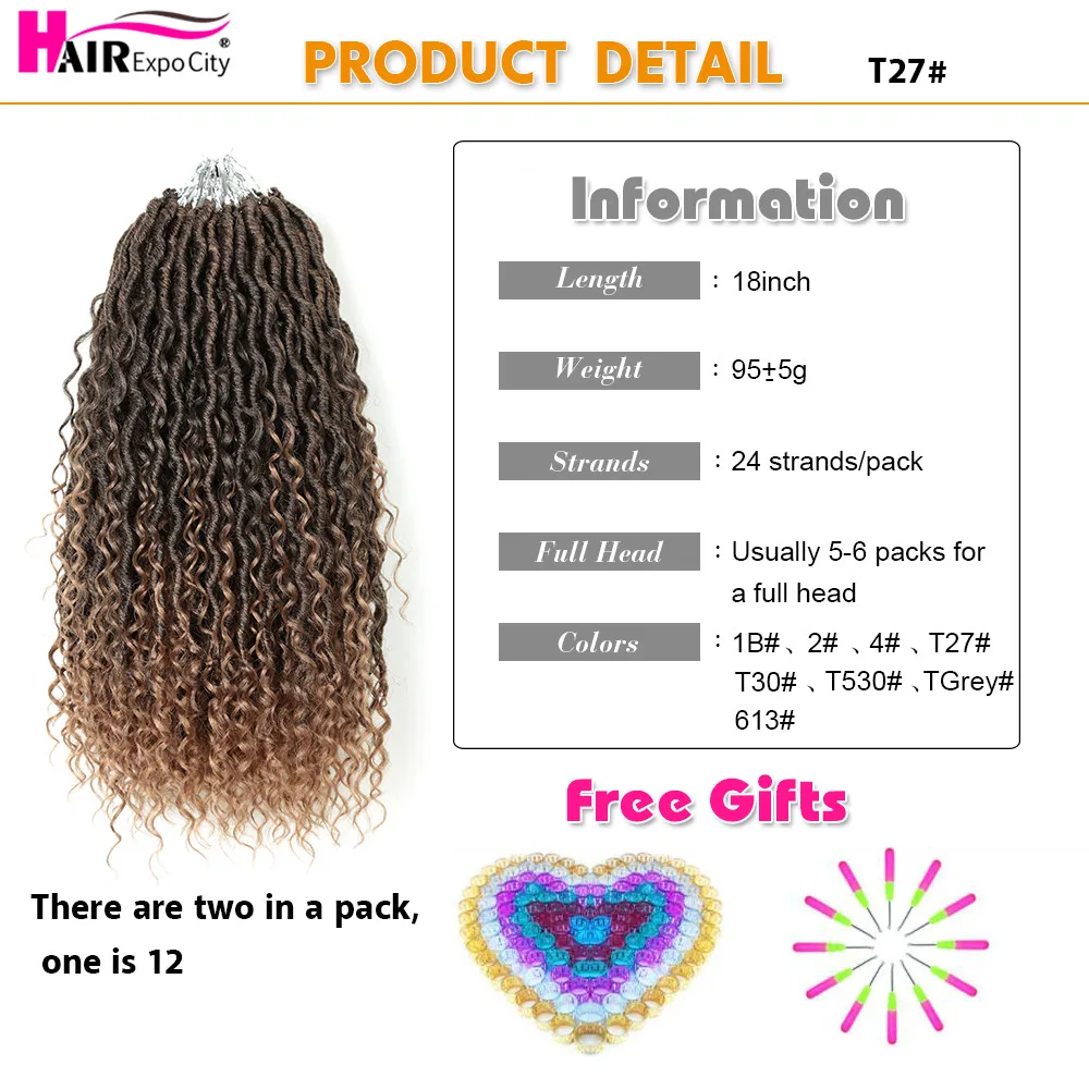 14-18inch Goddess Locs Crochet Braids Natural Synthetic Hair Extension For Women Locs New Stytle 24Stands/Pack Hair Expo City