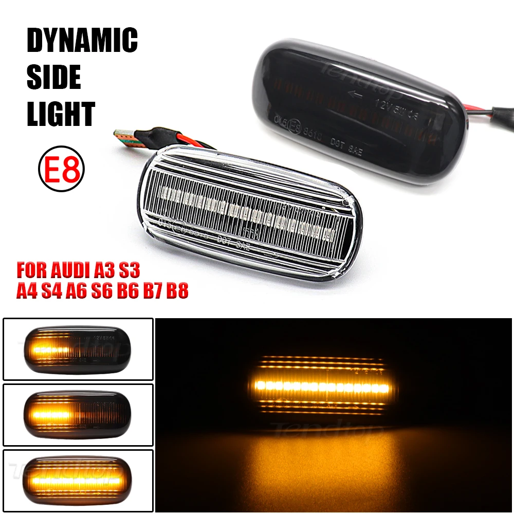 2Pcs Sequential Turn Repeater Light For Audi A3 S3 8P A4 S4 RS4 B6 B7 B8 A6 S6 RS6 C7 Side Marker Bulb Amber Signal Lamp | Автомобили и