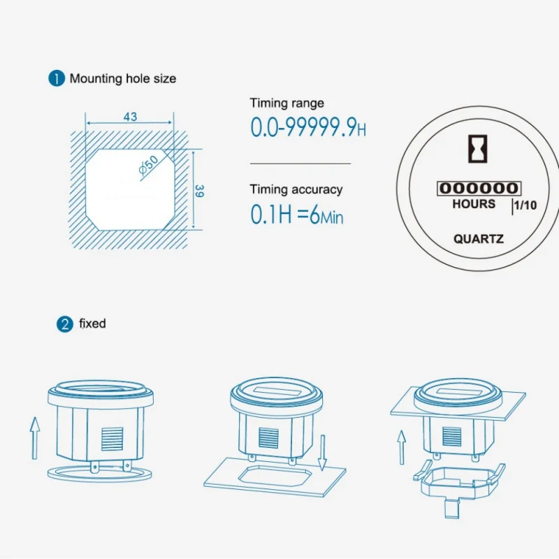 Круглый часовой счетчик оснастки в кварцевом часовом метре механический таймер для лодки Авто ATV UTV Снегоход газонокосилка тракторы автомобили