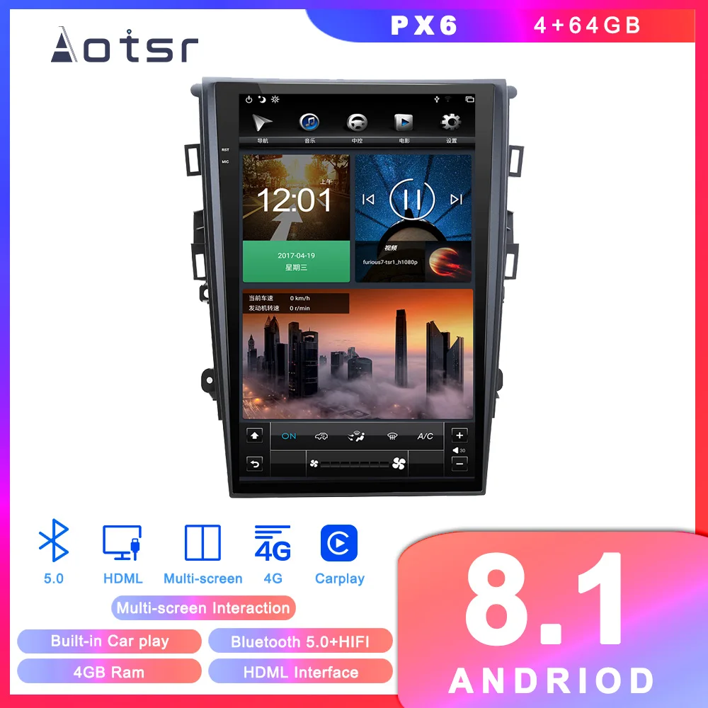 Android 9 0 Tesla стиль gps навигация для Ford Mondeo MK5 2013-2019 Авто Радио Стерео Coche вертикальный