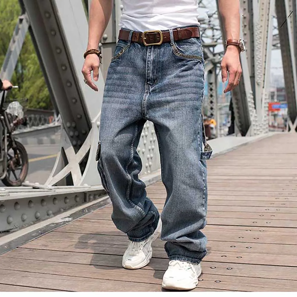 Cal-a-jeans-masculina-larga-plus-size-hip-hop-casual-streetwear-solta ...