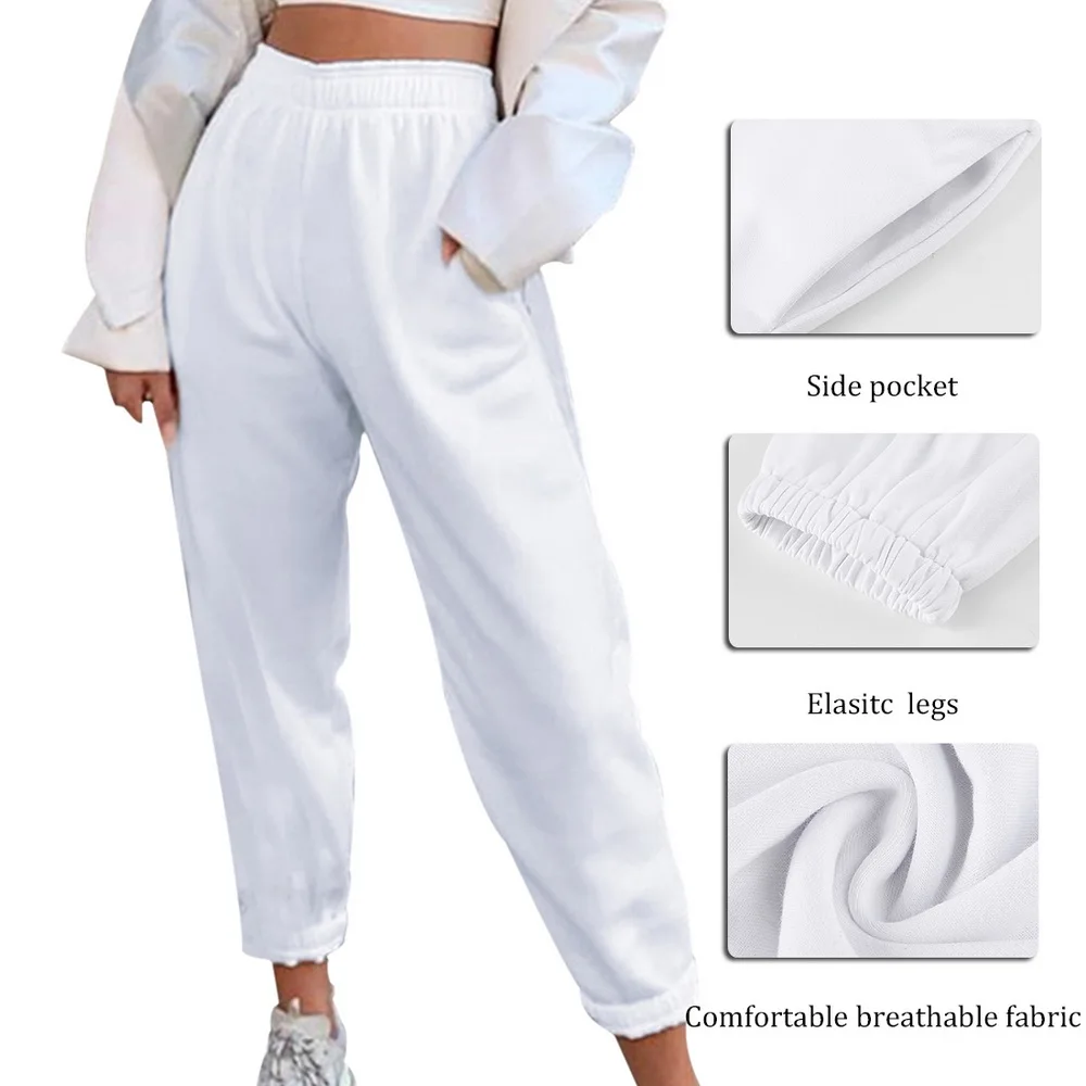 Womens Autumn Winter Solid Casual Jogger Sweatpants Elastic High Waist Running Harem Pants Female Pantalones Hip Hop Streetwear