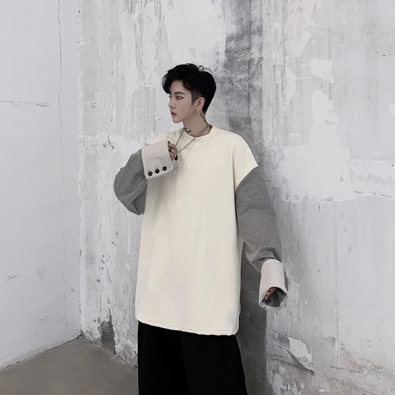 Мужские толстовки с длинным рукавом, пуловер из орфографической ткани, свободные уплотненные вельветовые пальто черного/белого цвета, высококачественные толстовки