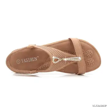 

New Summer ladies casual sandals overlaid metal decorative flip flops ladies soft bottom shoes ladies flat heel shoes