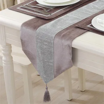 

Modern Diamond Velvet Table Runner Dining Placemats Tablemats Home Decor Wedding Party Decoration NO CUSHION COVER