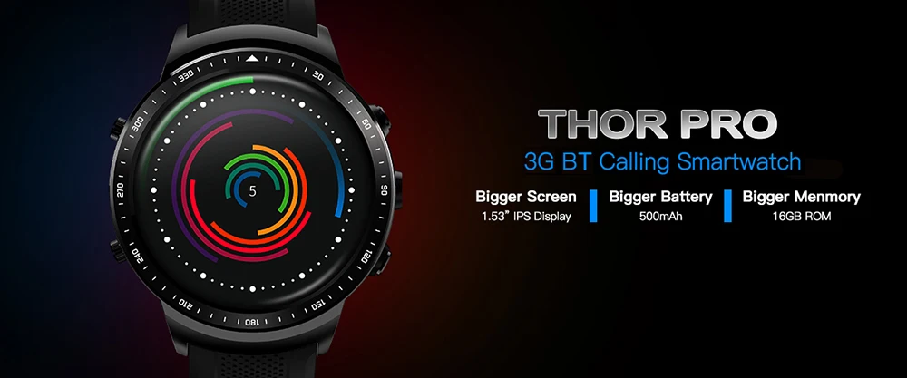 Смарт-часы Zeblaze THOR Pro 3g WCDMA gps телефон дюймов ips дисплей 1 Гб+ 16 ГБ Android Wifi BT шагомер пульсометр умные часы