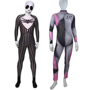 

Movie The Nightmare Before Christmas Cosplay Jumpsuit Halloween Ghost Cosplay Costume Fashion Figure Suit Drop Ship