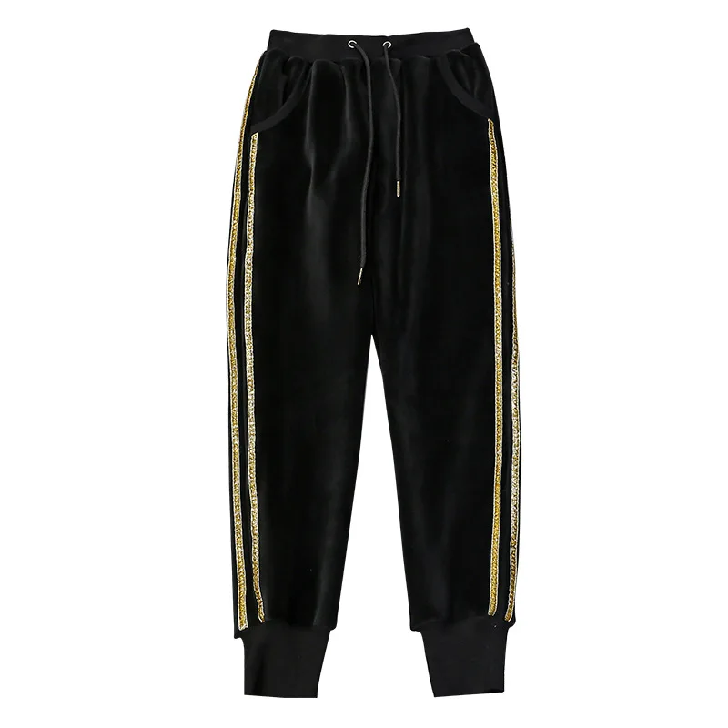 

Yaapeet Autumn Female New Casual Solid Thick Warm Pleuche Pant Women Trousers Loose Harem Pants Gold Velvet Pants