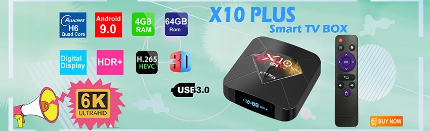 X10 PRO Android 9,0 Smart tv BOX Amlogic S905X2 Четырехъядерный 4 ГБ ОЗУ 64 Гб ПЗУ BT4.0 USB 3,0 2,4G/5G двойной wifi 3D 4K HDR телеприставка