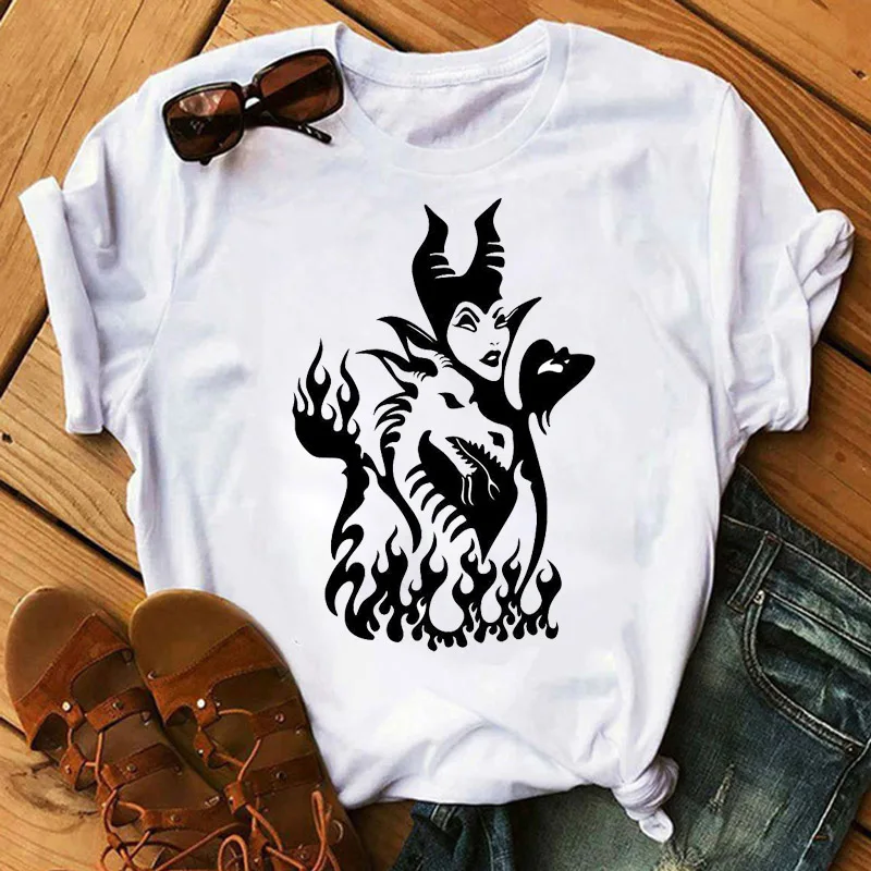 WT0361-White Забавная женская футболка злодей, рубашка Малефисента злой королевы, графическая футболка, женские крутые топы, модные женские футболки, одежда для женщин - Цвет: WT0361-White