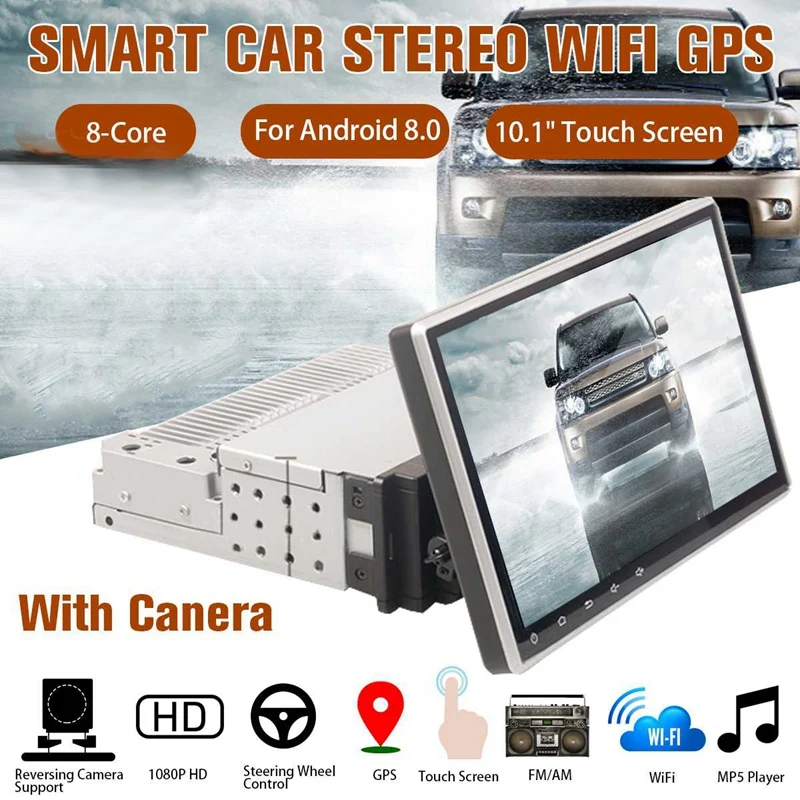 

10.1 inch Android 8.0 1Din Car 4-Core Stereo Radio GPS Navigation WIFI Bluetooth RDS Audio Universal Multimedia Player
