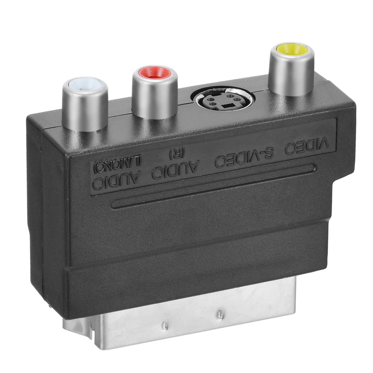 Newest Scart To RCA Adapter Black RGB Scart To Composite Phono 3RCA S-Video AV TV Audio Adapters Converter 6x5x2.3cm