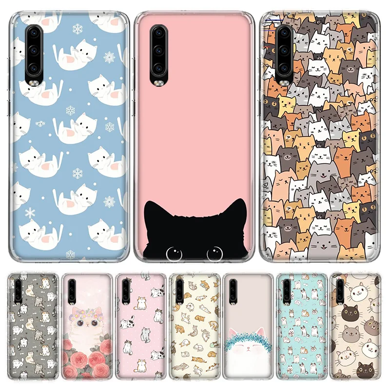 Милый Стильный чехол для телефона с мультяшным котом Huawei P40 30 20 10 Lite Pro Mate P Smart 2019 2018