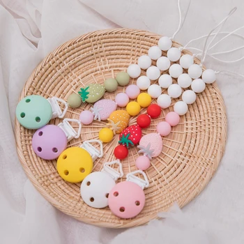 

1pc Silicone Pacifier chains Strawberry beads Teething Chain Baby Teether Eco-friendly Pacifier Clip Holder Chain Baby Chew Toys