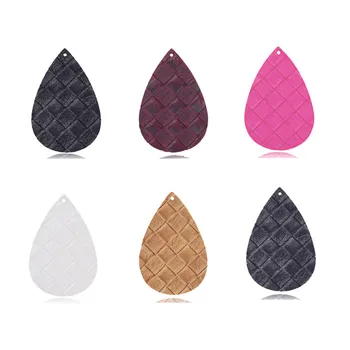 

10Pcs Wholesale Pu Leather Earrings Findings Weaving Pattern Waterdrop Charm For DIY Making Earings Jewelry Collection Bohemia