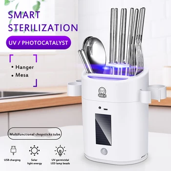 

Creative wall-mounted automatic UV disinfection storage kitchen rack Multifunctional UV Sanitizer intelligent chopstick rack