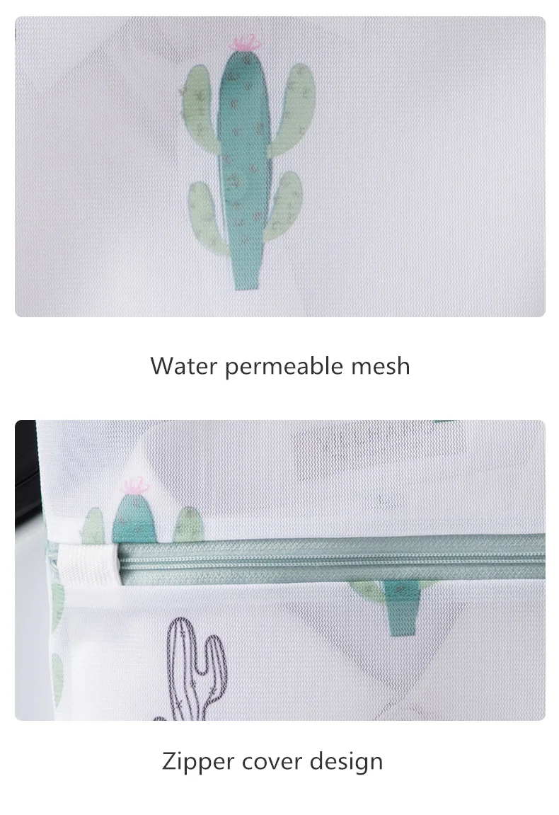 Cactus Printing Laundry Bags for Washing Machine Foldable Mesh Clothes Bag Lingerie Socks Bra Laundry Basket Wash Underwear Bag