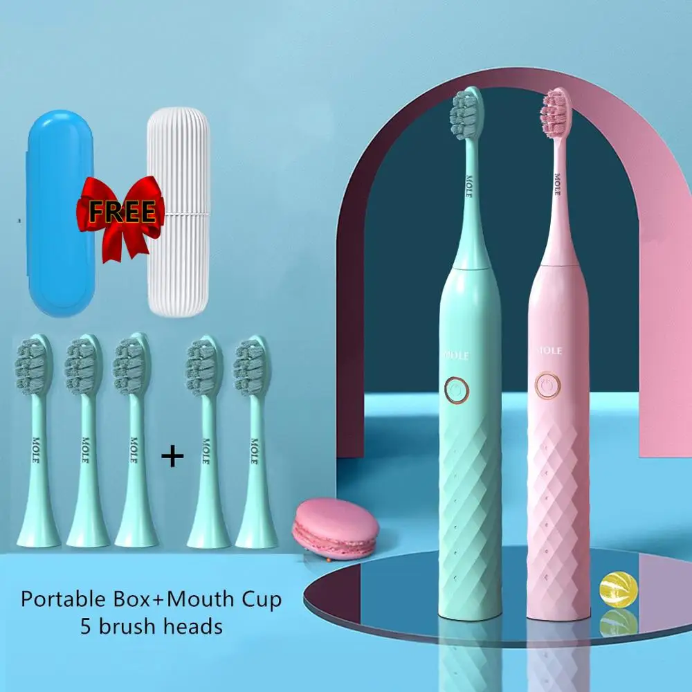 Electric Toothbrush Young Couple Pink&Green Rechargeable 5 Mode Timer Toothbrush IPX7 Waterproof Automatic Ultrasonic Brush Electric Toothbrush Young Couple Pink&Green Rechargeable 5 Mode Timer Toothbrush IPX7 Waterproof Automatic Ultrasonic Brush