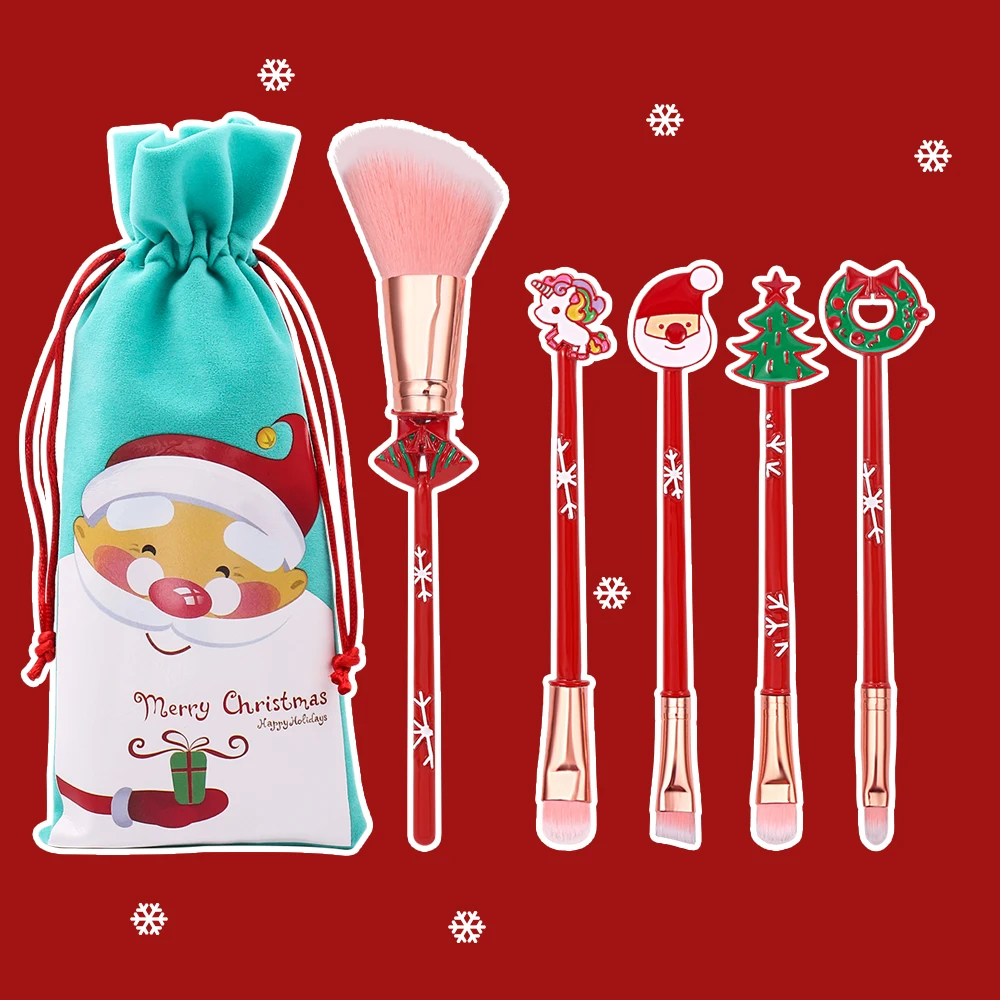 

New Makeup Brush Set Christmas Theme Red Brushes Festival Beauty Cosmetic Tool For Face Pro Powder Eyeshadow Eyebrow Lip Brush