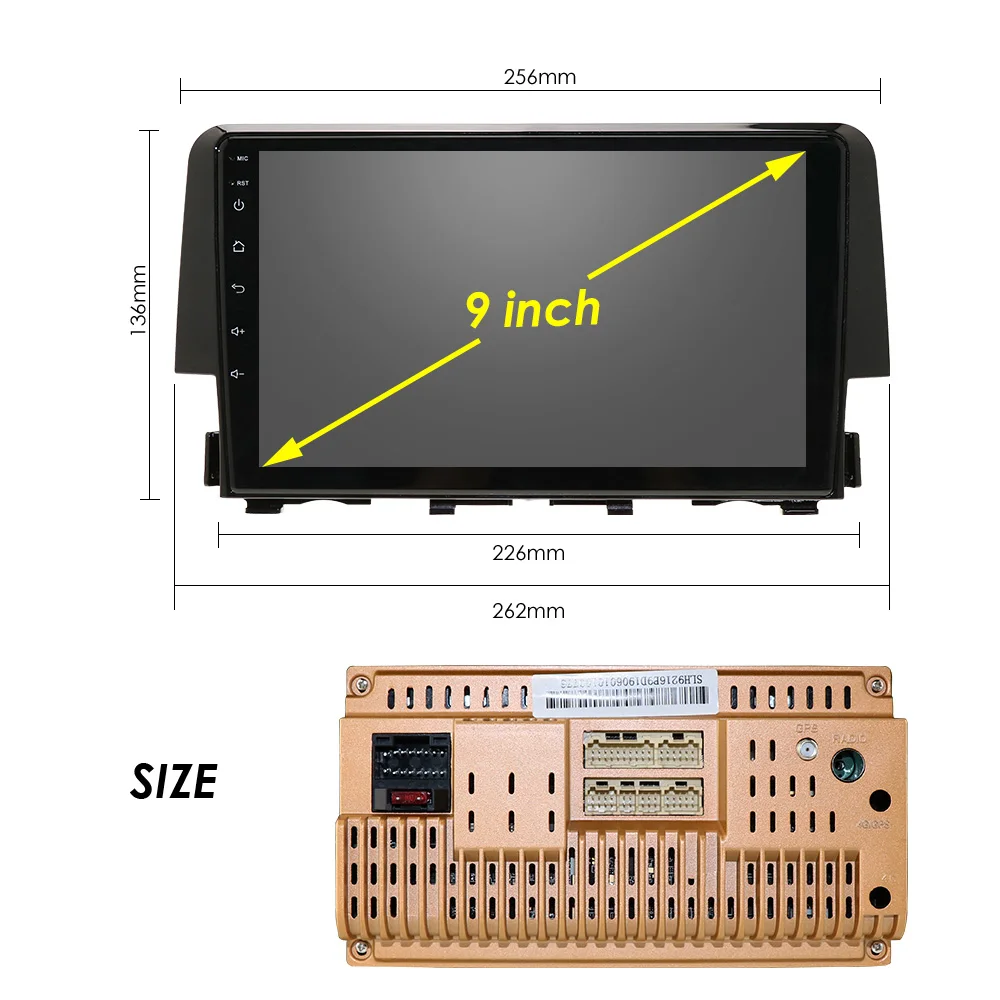 Excellent Android 9.0 Car GPS Navigation For Honda Civic 2016 2017 2018 Quan Core 9 Inch Touch Screen USB SWC FM DAB+ DVR TPMS FREE CAMERA 4