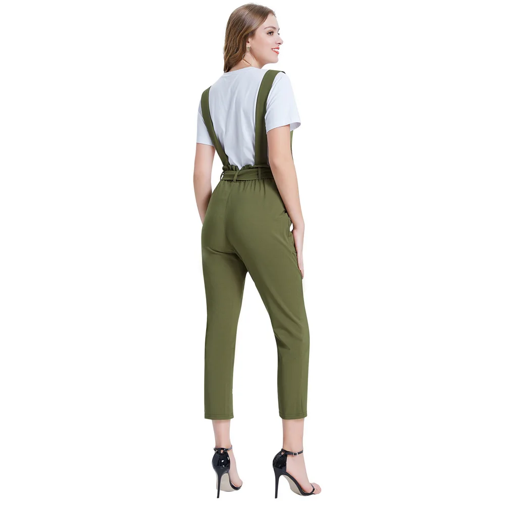 Women's Pants Autumn Ladies solid color Pants Elastic Waist Cropped Length Trousers Loose Streetwear Pantalones