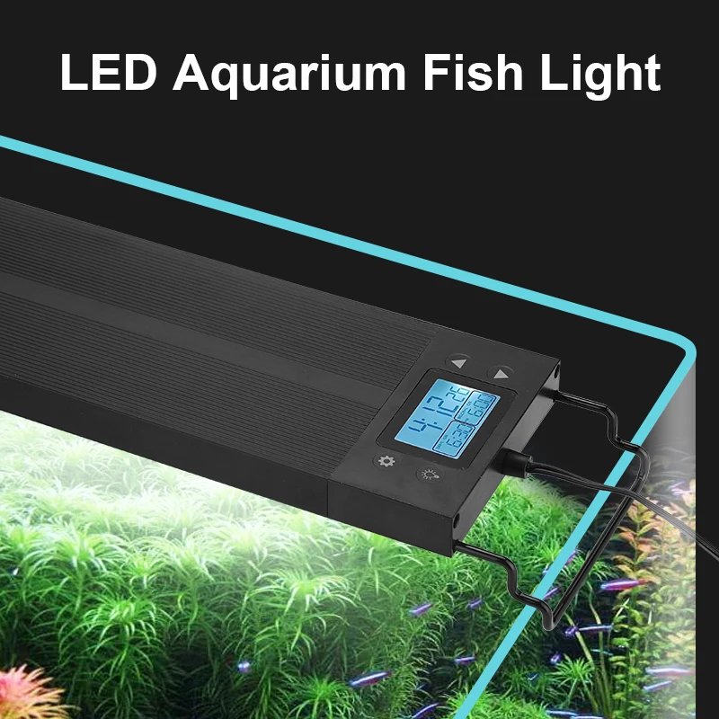 Extendable LED Aquarium Lights 18W 24W 34W 45W 56W Aquarium Plant Grow Lamps LED IP65 Sunrise Sunset Timming for Aqua Fish Tanks