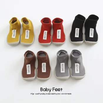 

INS Korean-style Solid Color Model with English Letters Child Children Anti-off Baby Cotton wa zi xie Babies' Toddler Shoes