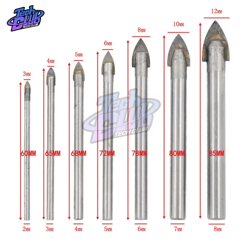 7 шт. 3/4/5/6/8/10/12 мм сверление по кирпичу Треугольники наконечник Стекло сверла набор Плитка сверло по керамике битовый Карбид сверла