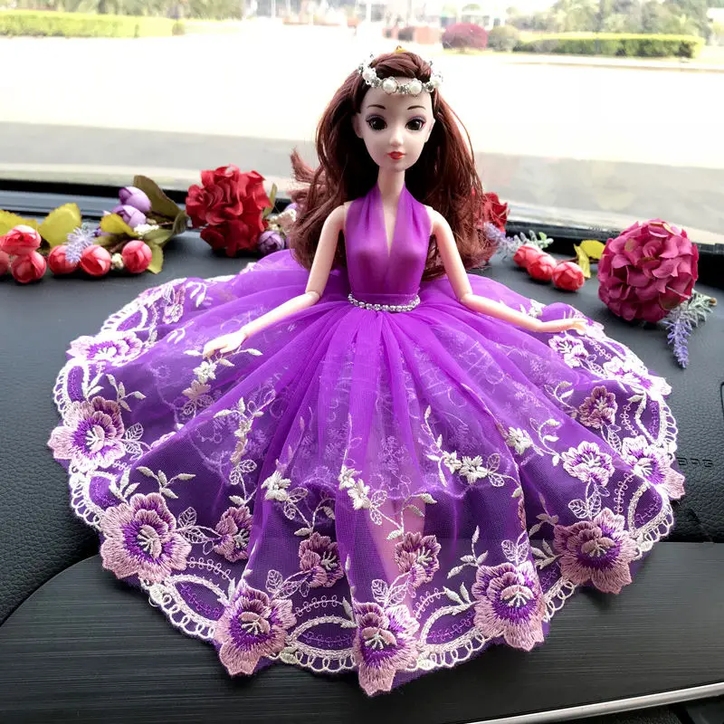 Креативная Милая Автомобильная кружевная Свадебная кукла украшение автомобиля принцесса украшение куклы Украшение салона автомобиля - Цвет: Серый