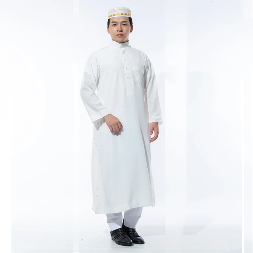 Fashion Men Robes Abaya Kaftan Muslim Dress Arabic Saudi Full Sleeve Gown Islamic Clothing Men Pakistan Jubba Thobe Plus Dubai - Image 5