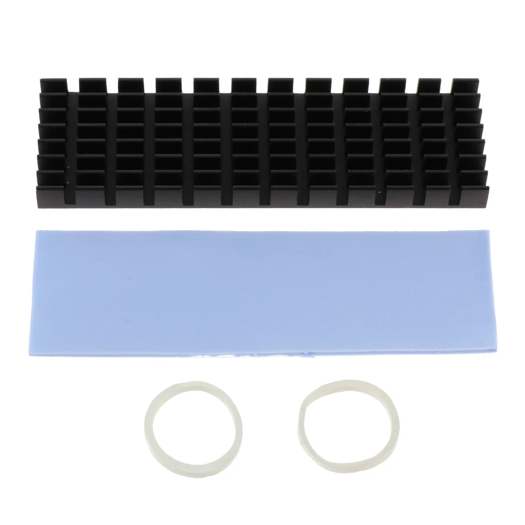 M.2 2280 SSD Heatsink Cooler Solid State Hard Disk Cooling Fin Radiation Dissipate w/ Silicone Thermal Pad (Black)