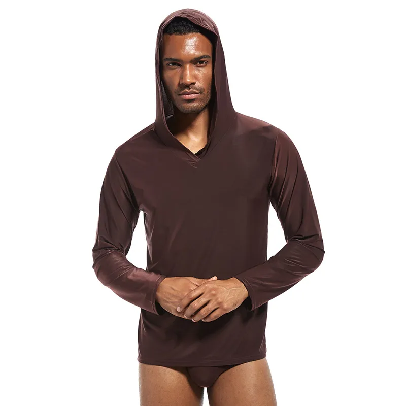 Camisa de Dormir com Capuz de Seda dos Homens dos Homens dos Pijamas dos Homens do Senson do Pinky Pijamas Homens Senson Pinky dos do