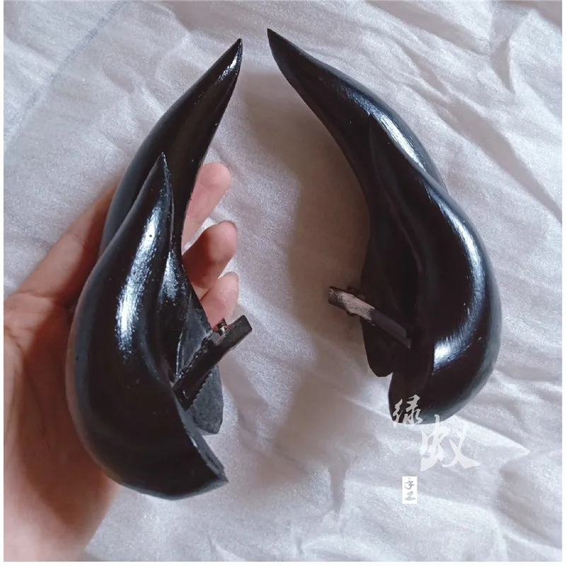 Игра Azur Лэйн Харуна Косплей рога Кирисима рога голова клип головной убор Hairwear косплей реквизит аксессуары заколки для волос Хэллоуин - Цвет: Черный
