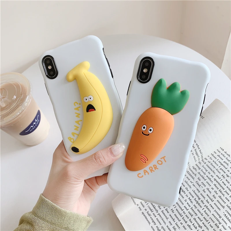 

Cute Summer Fresh Fruit Radish Case for Iphone X XS XSMAX XR 6 6s 7 8 Plus Cute 3D Cartoon Case Soft Tpu Silicone Coque Capa