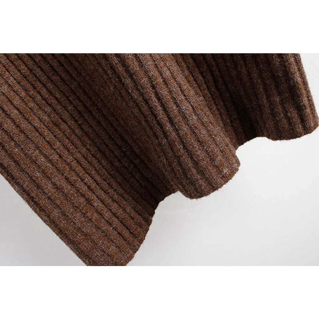 Jaycosin модный Женский Повседневный простой вязаный Однотонный свитер с длинным рукавом стильный удобный мягкий ленивый свитер